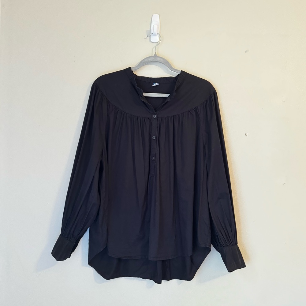 Old Navy Black Poplin Cotton Blouse
